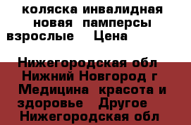 коляска инвалидная новая, памперсы взрослые. › Цена ­ 10 000 - Нижегородская обл., Нижний Новгород г. Медицина, красота и здоровье » Другое   . Нижегородская обл.